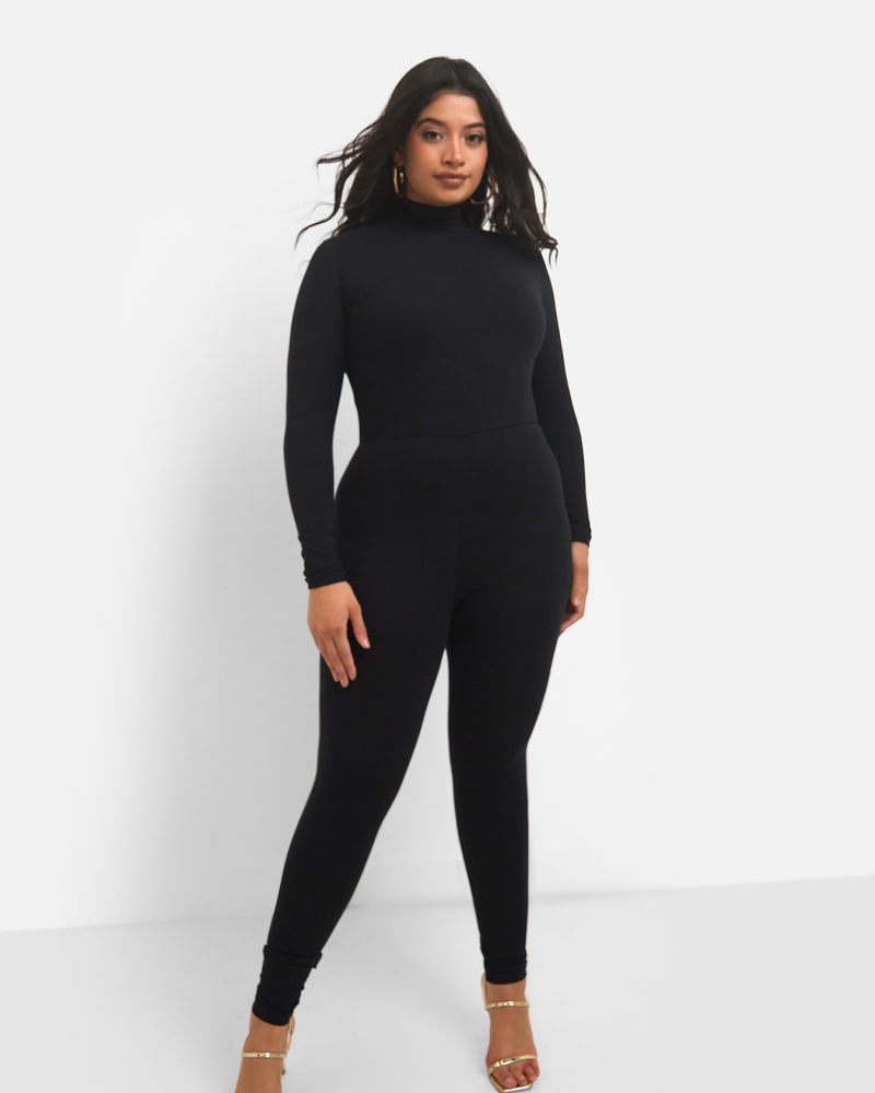 Black long sleeve turtleneck cheap jumpsuit